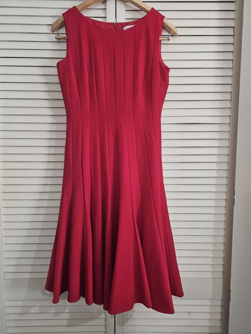 Calvin Klein Vibrant Red Sleeveless Midi Dress